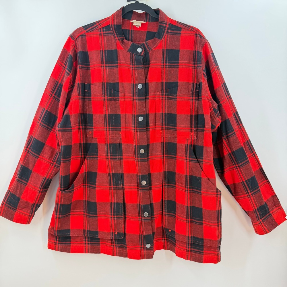 Duluth Trading Co Gorpcore Plaid Chore Jacket Women 2XL Lumberjack Cabincore Red